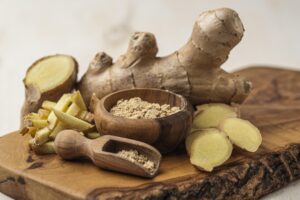 assortment ginger wooden board