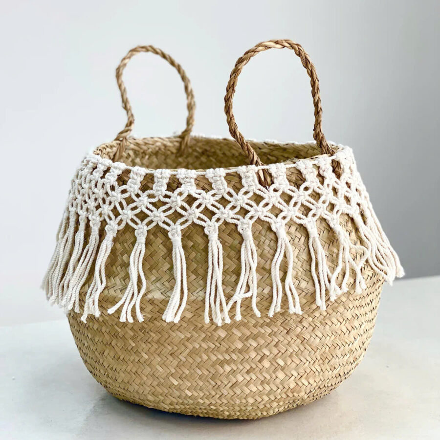 Handicraft sedge basket